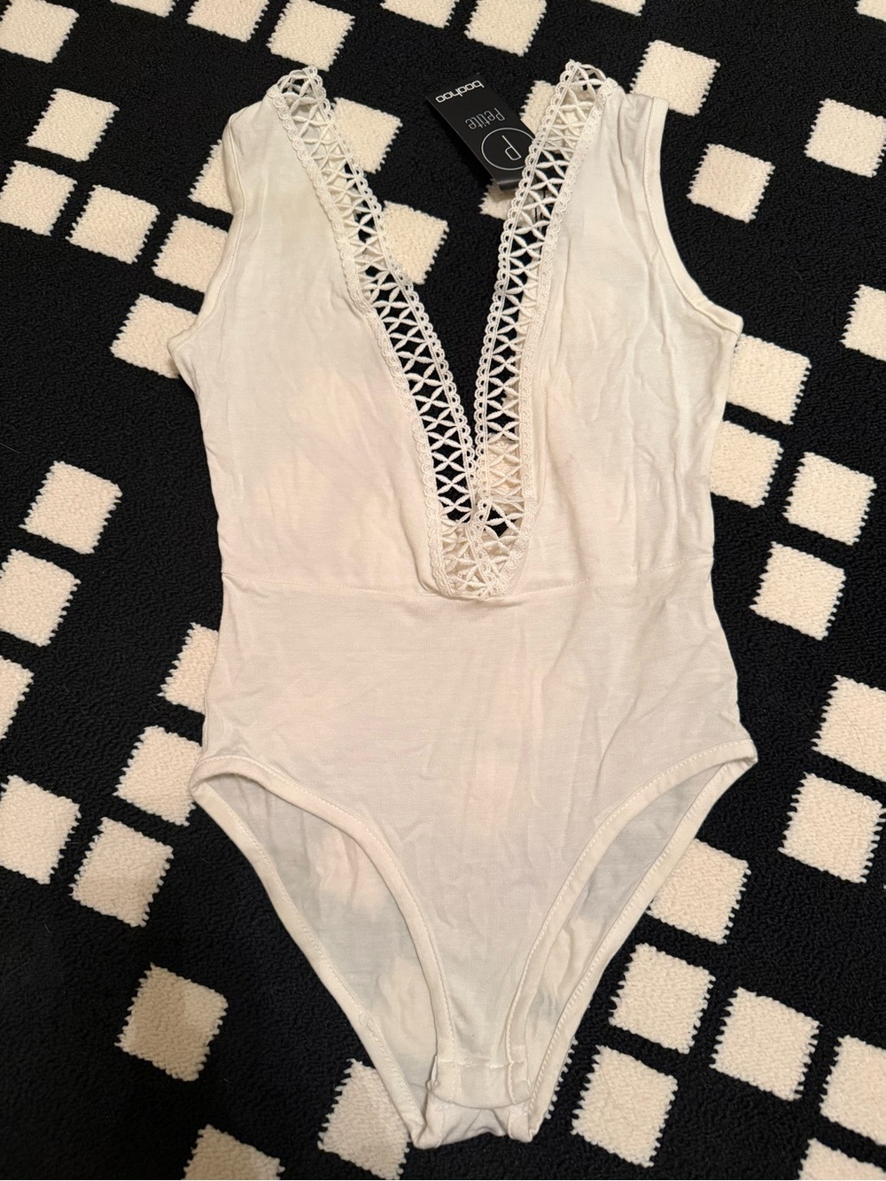 Deep V Crochet Trim Bodysuit